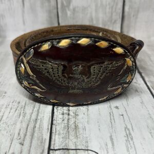 Brazos Joes Belts Leather Eagle Belt Buckle‎ Sz.30 Brown Ornate Belt